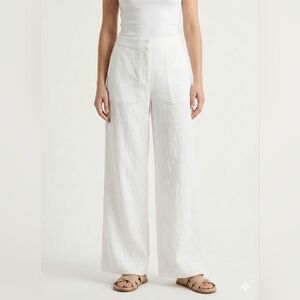 Banana Republic Women's White Wide-Leg Pants Size XSP Linen Blend Quiet Luxury